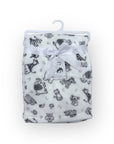 M/C PRINTED FLANNEL BLANKET NEUTRAL ANIMALS