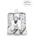 M/C 3PC HOODED TOWELS AND 3PC FACECLOTHS GREY ELEPHANT