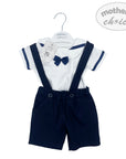 INF BOYS 2PC NAVY SAILOR DUNGAREE SET 3-6M