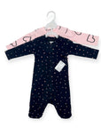 2 PACK BABYGROWS GIRLS 'HEART/POLKA'