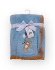 M/C SUPER SOFT CORAL FLEECE AND BINDING BLANKET BOY'S BEAR