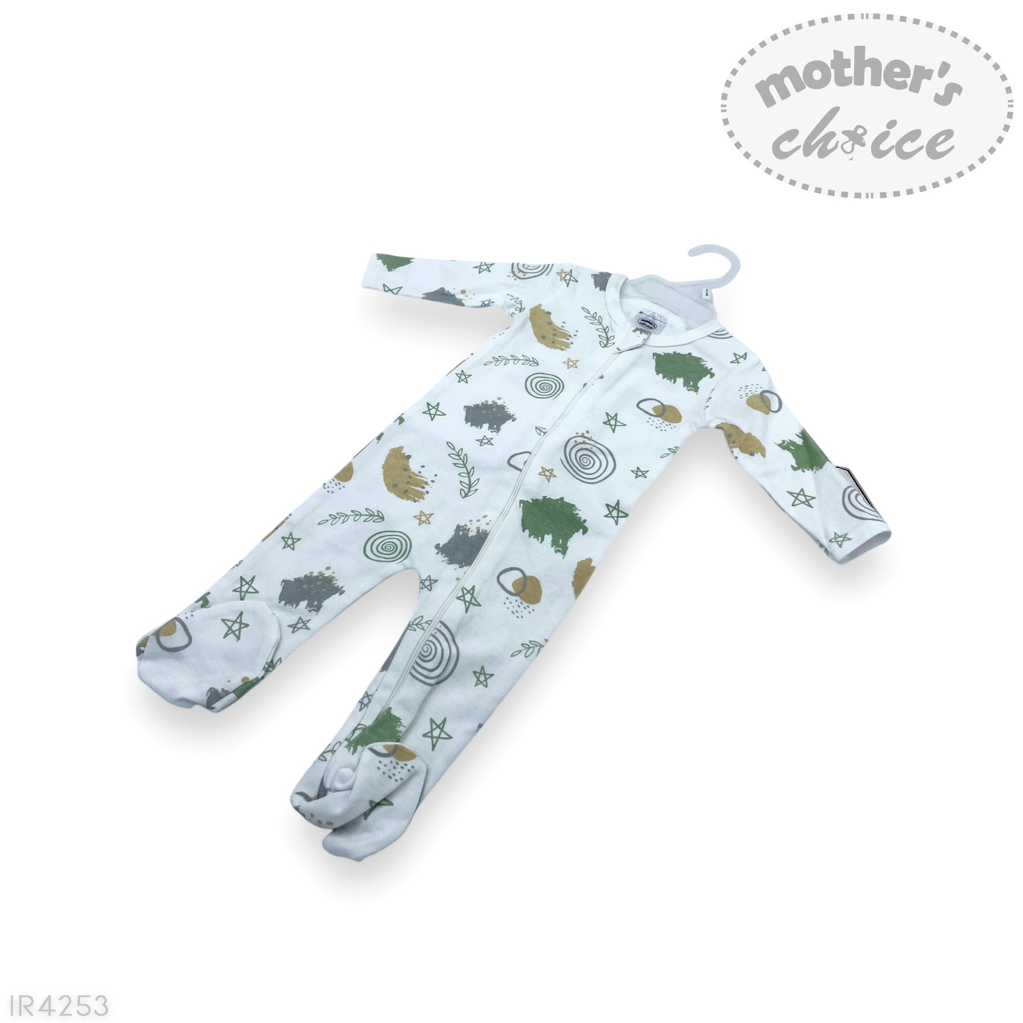 M/C ZIPPER BABYGROW  'MINT ART' NB