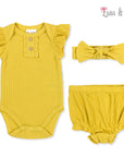 LUNA & LILY 3PC ROMPER SET WITH HEADBAND