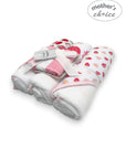 M/C 3PC HOODED TOWELS AND 3PC FACECLOTHS CUTE STRAWBERRY