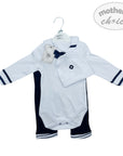 INF BOYS 3PC NAVY SAILOR ROMPER SET 6-9M