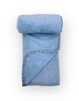 M/C SUPER SOFT CORAL FLEECE WITH PRINTED MINK BINDING BLANKET AND PILLOW SET BOY'S BLUE BEAR