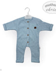 M/C BASIC RAISED WAFFLE ROMPER NEWBORN BLUE
