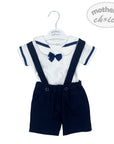 INF BOYS 2PC NAVY SAILOR DUNGAREE SET 3-6M