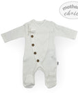 M/C 100% COTTON SIDE BUTTON ROMPER WHT 6-9M