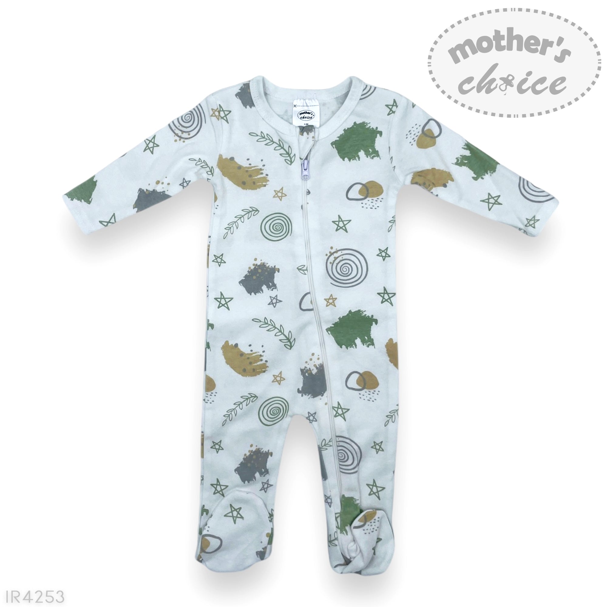 M/C ZIPPER BABYGROW  'MINT ART' NB