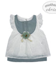 M/C COTTON H/S LINEN DRESS SUMMER DIP 6M