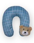 M/C SUPER SOFT CORAL FLEECE WITH PRINTED MINK BINDING BLANKET AND PILLOW SET BOY'S BLUE BEAR