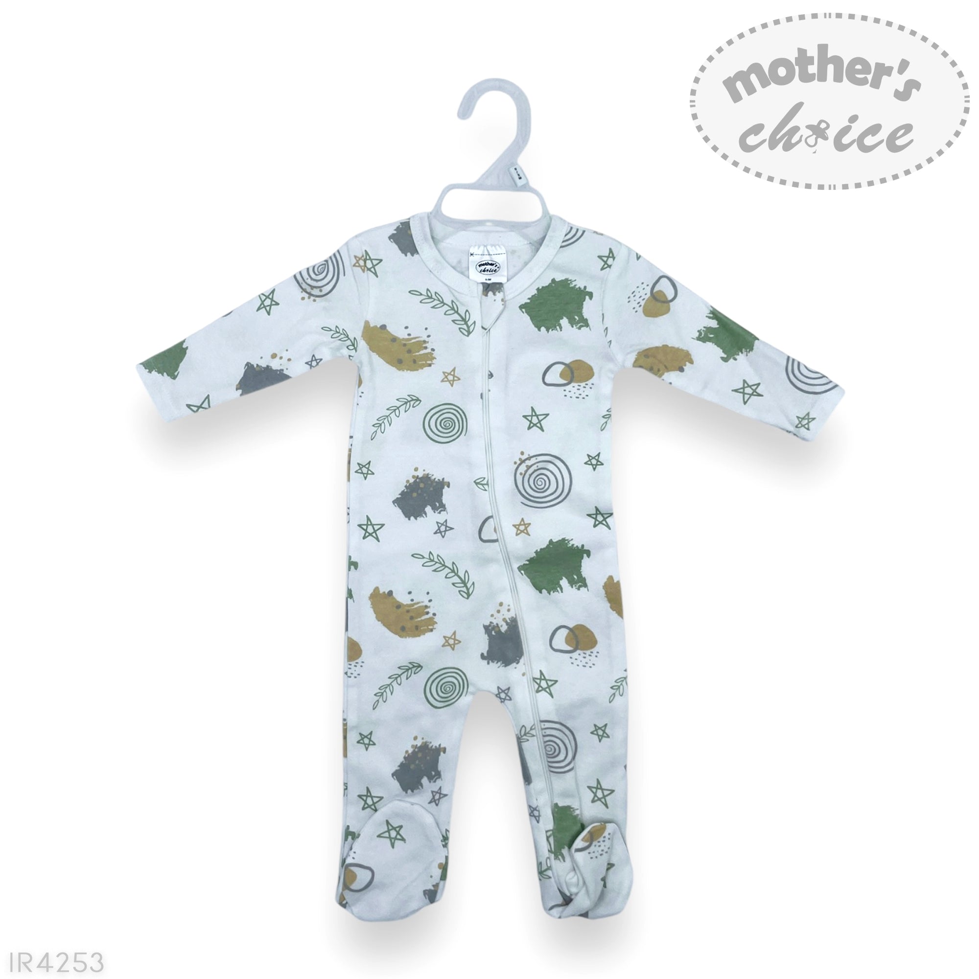 M/C ZIPPER BABYGROW  'MINT ART' NB
