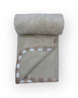 M/C SUPER SOFT CORAL FLEECE WITH PRINTED MINK BINDING BLANKET AND PILLOW SET NEUTRAL BROWN BEAR