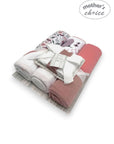 M/C 3PC HOODED TOWELS AND 3PC FACECLOTHS PINK PLANTS