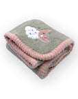 M/C SUPER SOFT CORAL FLEECE AND BINDING BLANKET GIRL'S MOON