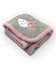 M/C SUPER SOFT CORAL FLEECE AND BINDING BLANKET GIRL'S MOON