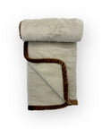 M/C SUPER SOFT CORAL FLEECE AND BINDING BLANKET NEUTRAL BEAR