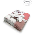 M/C 3PC HOODED TOWELS AND 3PC FACECLOTHS PINK PLANTS