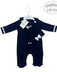 INF BOYS 2PC NAVY SAILOR ROMPER SET 3-6M