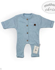 M/C BASIC RAISED WAFFLE ROMPER NEWBORN BLUE