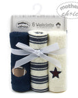 100% COTTON 6 PACK FACECLOTH SETS 'FOOTBALL/STAR'