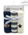 100% COTTON 6 PACK FACECLOTH SETS 'FOOTBALL/STAR'