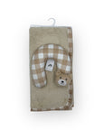M/C SUPER SOFT CORAL FLEECE WITH PRINTED MINK BINDING BLANKET AND PILLOW SET NEUTRAL BROWN BEAR