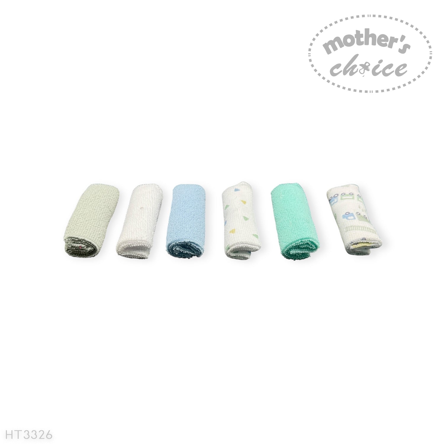 M/C 6 PACK WASHCLOTH SET BLUE TRAIN