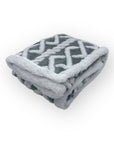M/C SHERPA FLEECE BLANKET GREY WHITE NET DESIGN