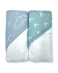 M/C BAMBOO 2PK  HOODED TOWEL BLUE