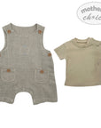 INF BOYS 2PC NATURAL LINNEN DUNGAREE SET