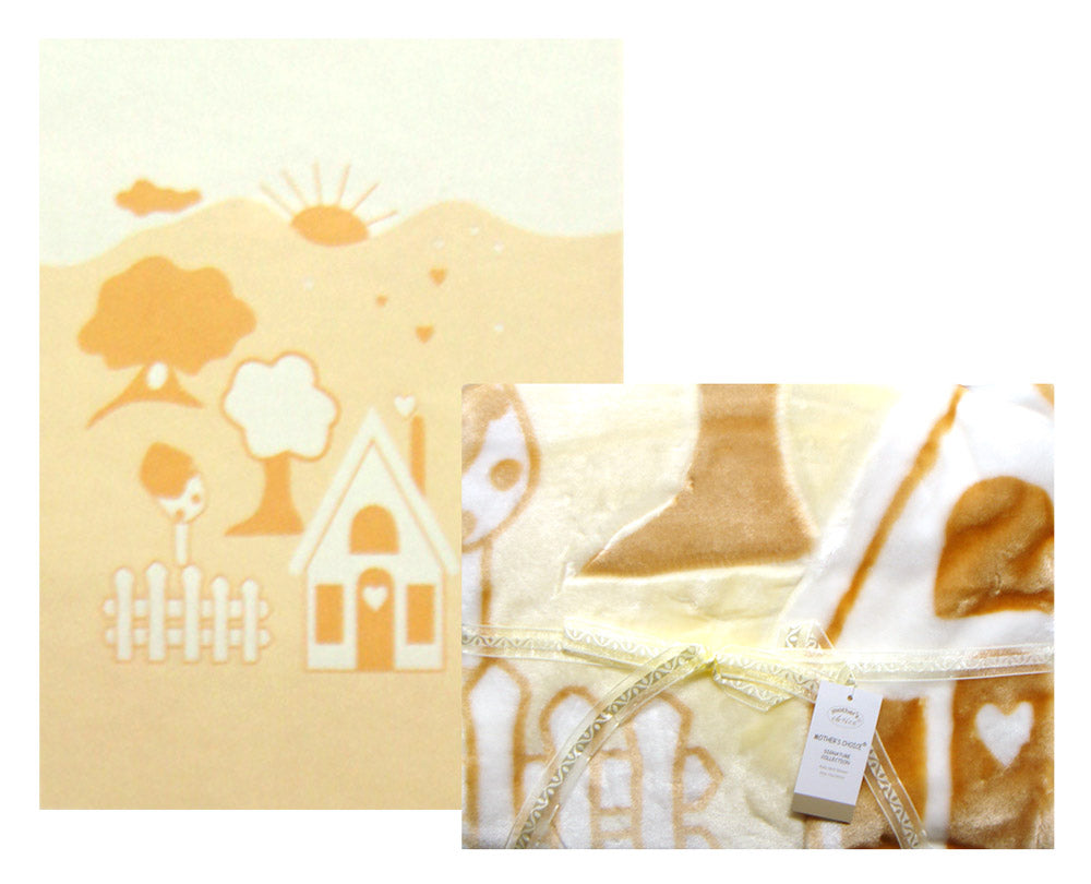 MOTHERS CHOICE INFANTS CUTWORK BLANKET HOUSE BEIGE/WHITE