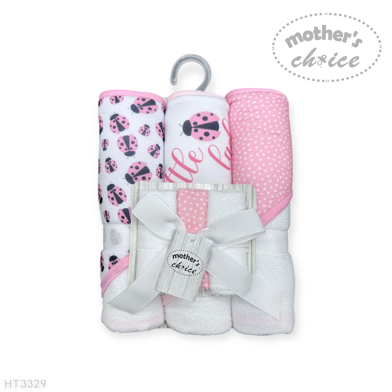 M/C 3PC HOODED TOWELS AND 3PC FACECLOTHS LADYBUG
