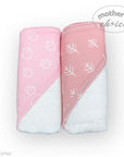 M/C BAMBOO 2PK  HOODED TOWEL PINK
