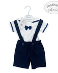 INF BOYS 2PC NAVY SAILOR DUNGAREE  SET 0-3M