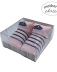 M/C FANCY BOX SOCKS 'GIRLS PINK/NAVY BOAT'