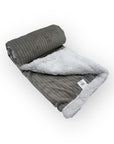 M/C SHERPA FLEECE STRIPE BLANKET GREY