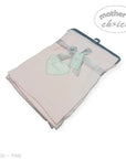 M/C COTTON WAFFLE BLANKET PINK HEART EMBROID