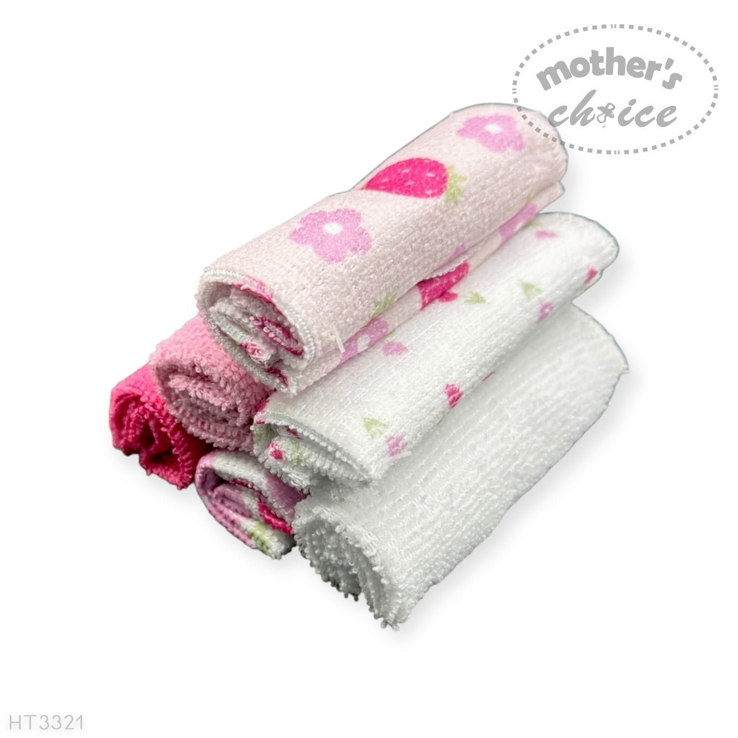 M/C 6 PACK WASHCLOTH SET PINK FLOWERS