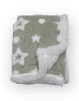 M/C SHERPA FLEECE STARS BLANKET GREY