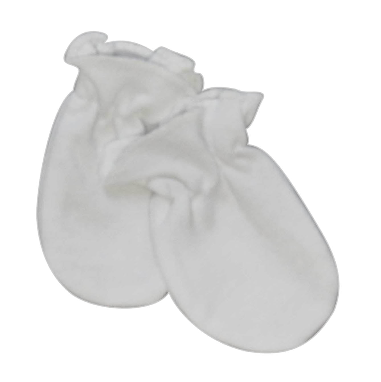 INFANTS WHITE FLEECE MITTENS