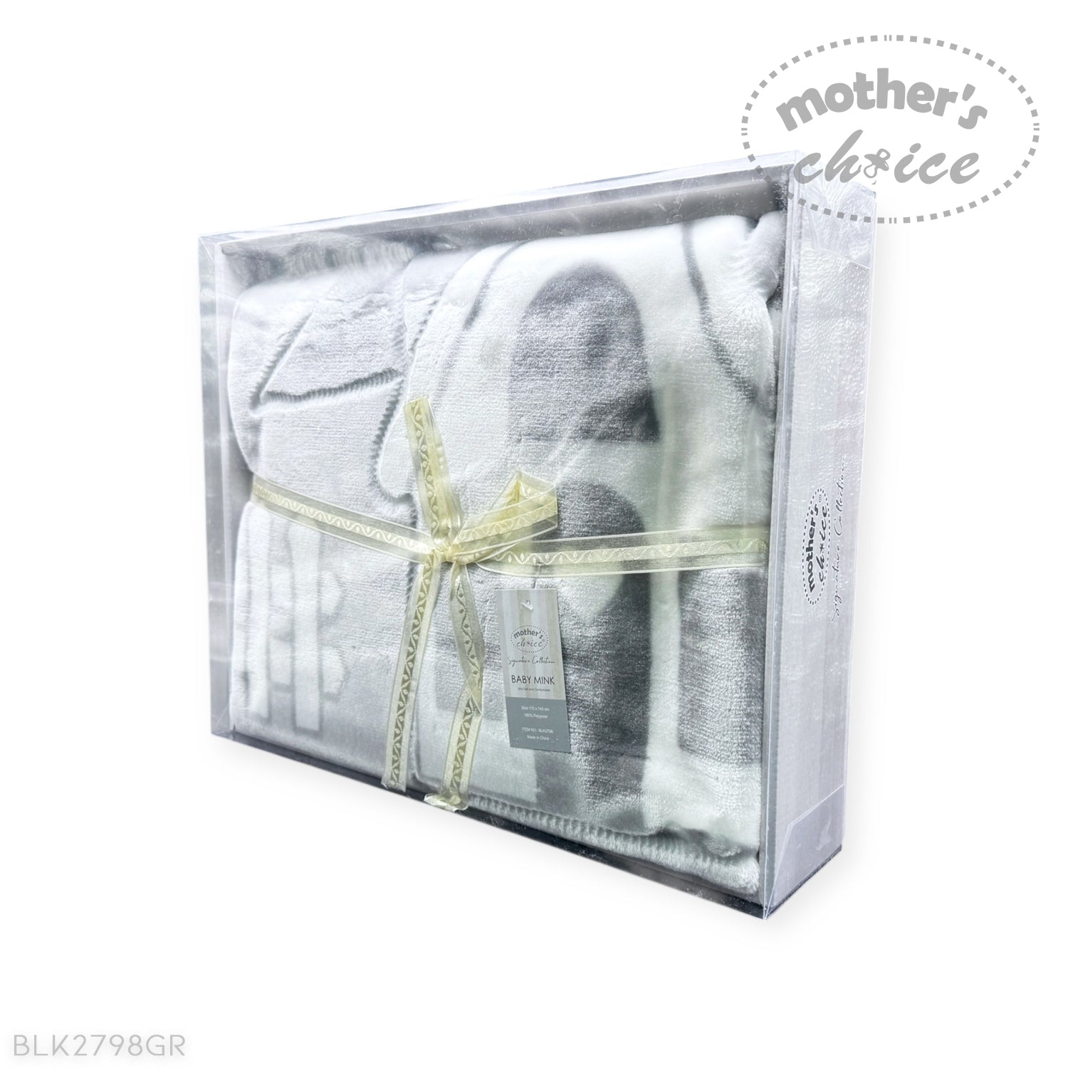 MOTHERS CHOICE INFANTS CUTWORK BLANKET HOUSE GREY/WHITE