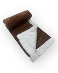 M/C SHERPA FLEECE STRIPE BLANKET BROWN