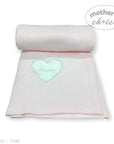 M/C COTTON WAFFLE BLANKET PINK HEART EMBROID