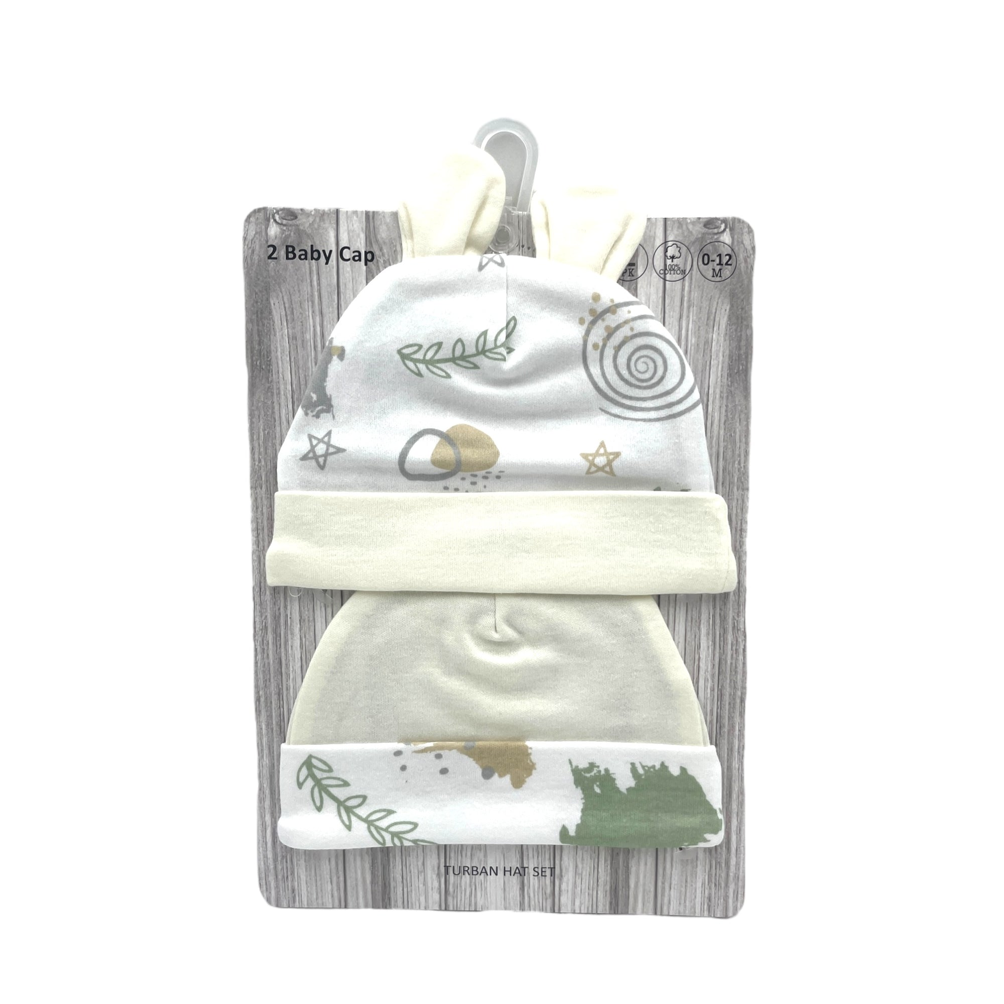 M/C 2PK TURBAN HAT SET WITH EARS  &#39;MINT ART&#39;