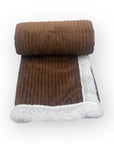 M/C SHERPA FLEECE STRIPE BLANKET BROWN