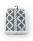 M/C SHERPA FLEECE BLANKET GREY WHITE NET DESIGN
