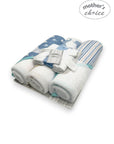 M/C 3PC HOODED TOWELS AND 3PC FACECLOTHS BLUE ELEPHANT