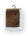 M/C SHERPA FLEECE STRIPE BLANKET BROWN